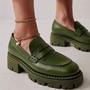 Free People Lyra Lug Sole Loafers in Serpent, Size 6.5 (36.5)